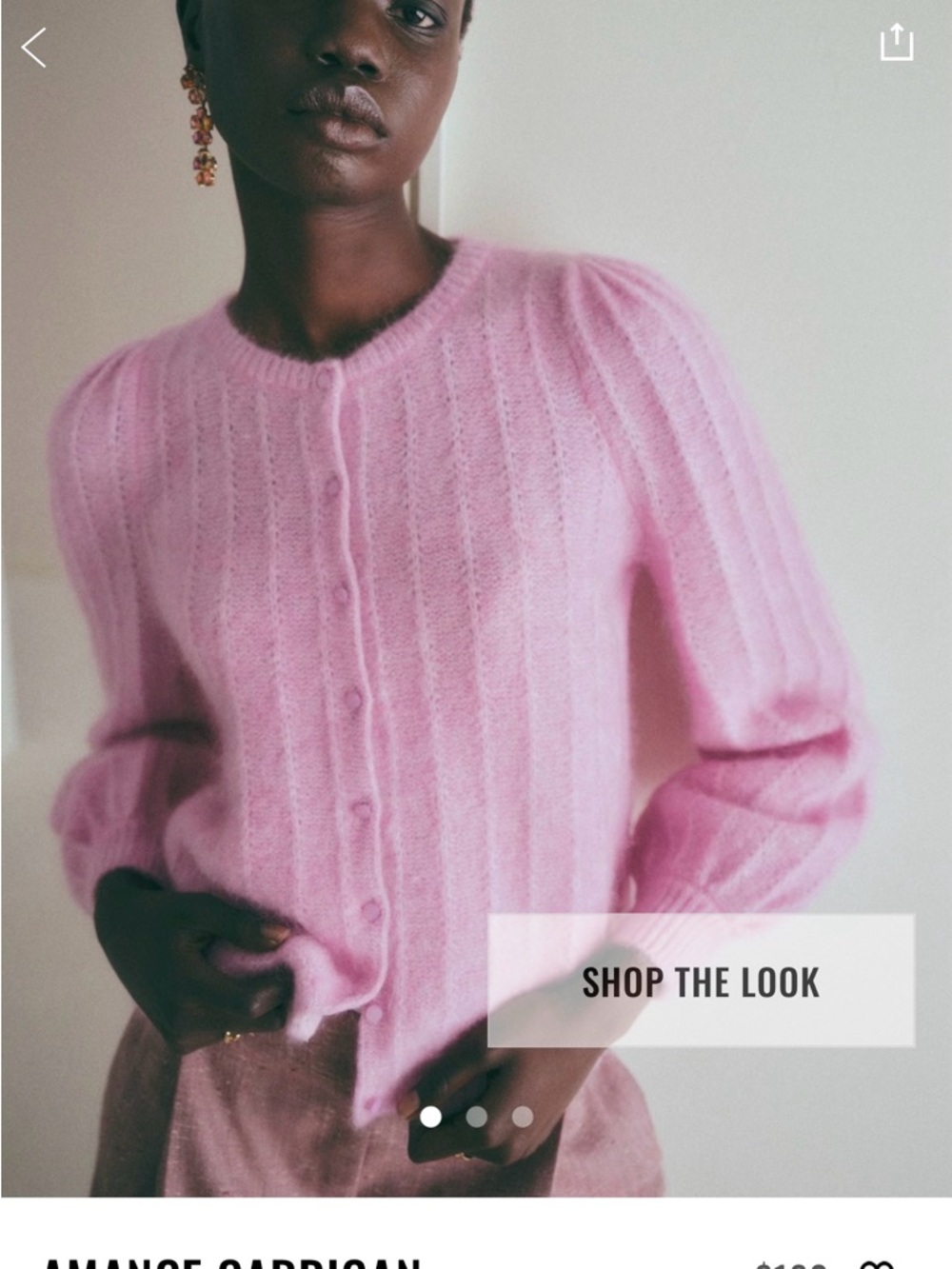 Sezane Lilac Puff-Sleeve Knit Cardigan - Picture 5 of 6